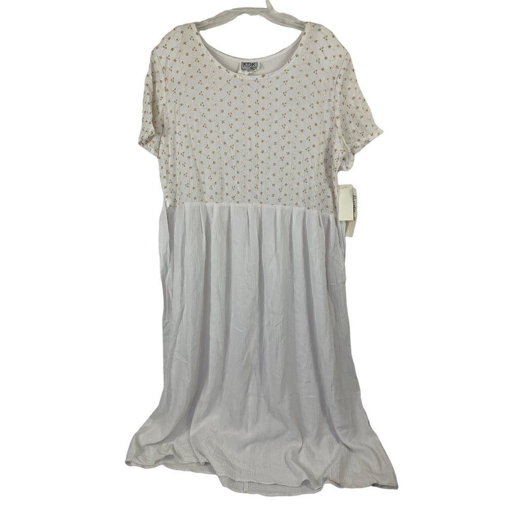 KDK Designs Women's White with Gold Long Dress